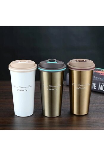 LionX 500ml Stainless Steel Thermos Coffee Mug with Straw