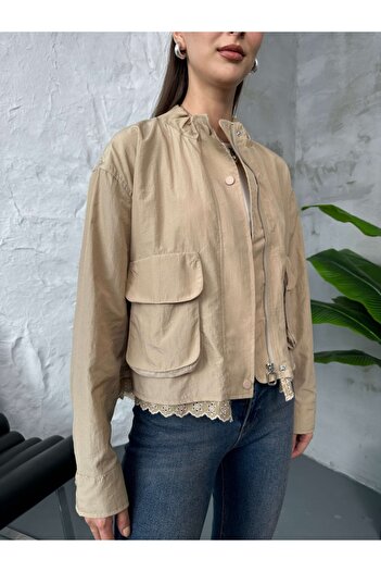 Elif Özbey Butik Beige Lace Hem Premium Jacket