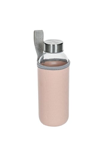 SHOPIENS Sports Water Bottle, 380ml, Capacity 0, 38L, Transparent, Pink Cover, Handle, MYONNA IT & E- COMMERCE ®