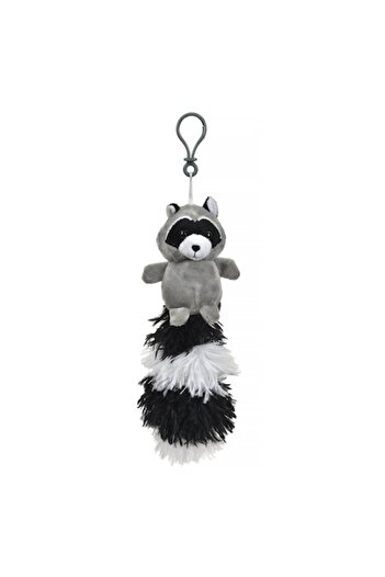 SHOPIENS Children's Plush Keychain - Raccoon with Multicolor Tail, 34 cm