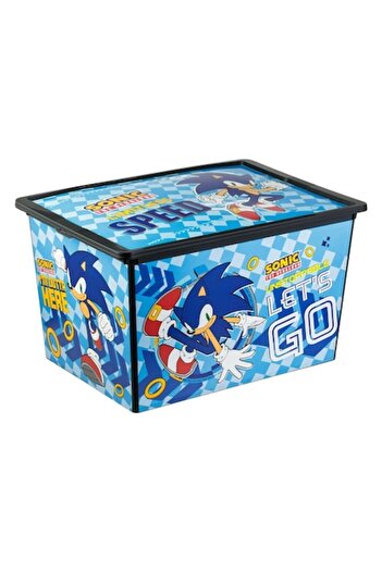 SHOPIENS Sonic Toy Storage Box with Lid and Wheels, Blue, 52.5x37x31cm, 50L