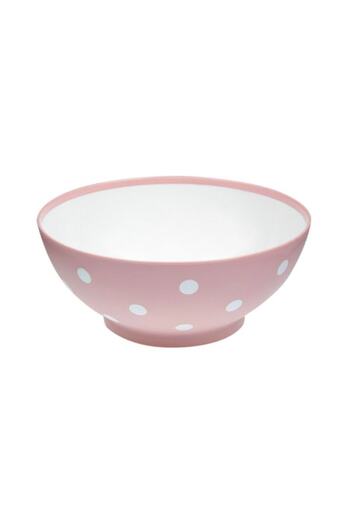 SHOPIENS Plastic Serving Bowl, Matte Pink with White Polka Dots, 350ml