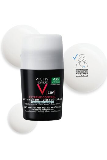 Vichy Homme Anti-Perspirant Roll-On Deodorant - Soothing Effect, 50ml, Refreshing, For Men