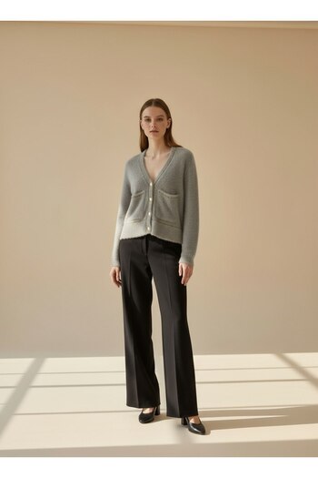 STYLENEST Women's Soft Textured Buttoned Cardigan with Pockets