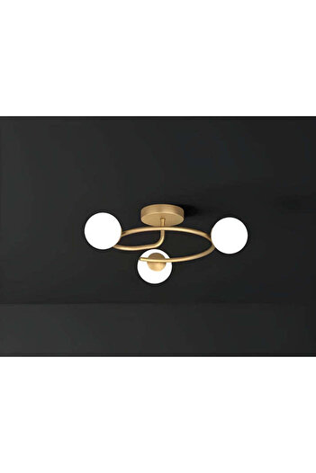 LED CONCEPT Lustra LED cu abajururi, aurie, rotunda, 45x13x20cm, 3xE27
