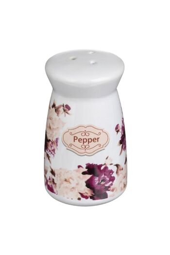 ANTBRO Ceramic Pepper Shaker, Floral Design, White-Purple, 60ml, MYONNA