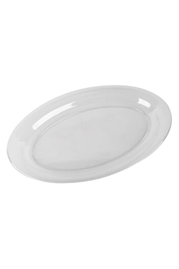 SHOPIENS Plastic Oval Transparent Tray, 40x28 cm