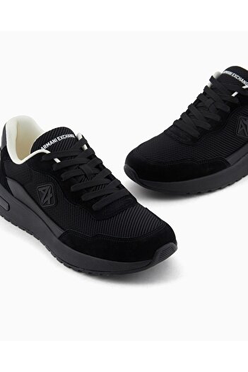 Armani Exchange sneaker siyah kauçuk taban Mesh sneakers with rubber logo XUX240XV910Q781