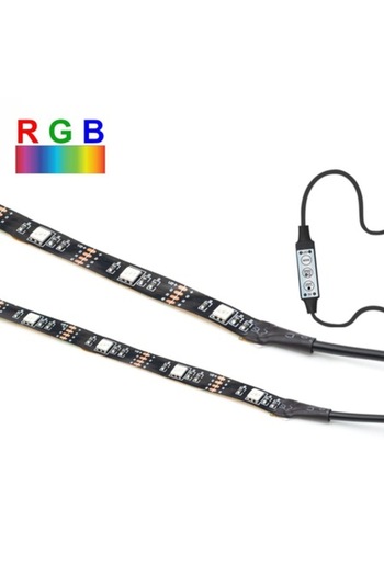 SHOPIENS RGB LED Strip Light with Remote, 12V, 50cm, 21 Functions, 20 Colors, Set of 2 Pieces