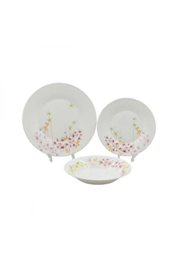 ORIAN Luminarc French Bloom & White 18-Piece Dinner Set