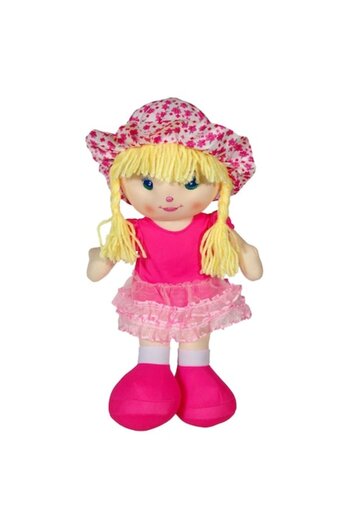 OEM Textile Doll, Classic Model, Blonde Hair, Fuchsia Dress, 32 cm