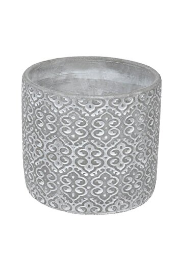 ANTBRO Flower Pot Cover, Embossed Model, Cement, White Gray, 13.5x12.5cm