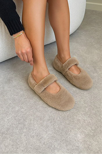 Deniz Terlik Women's Home Slippers Soft Plush Non-Slip Lightweight Sole Slippers
