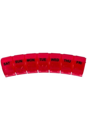 OEM Storage box with days of the week design, 15 x 4 cm, red