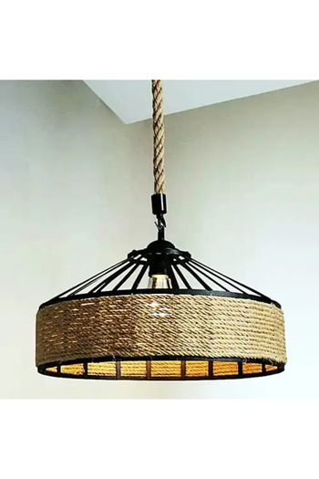 LED CONCEPT Lustra LED rustica cu abajur, neagra, rotunda, 31x31x100cm, 1xE27