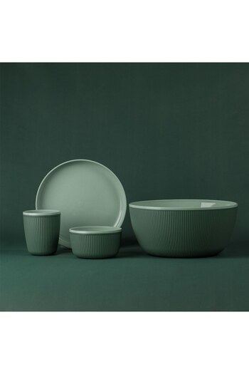 SHOPIENS Plastic Bowl, Mint Green, Stripes, Capacity 0.52L - MYONNA