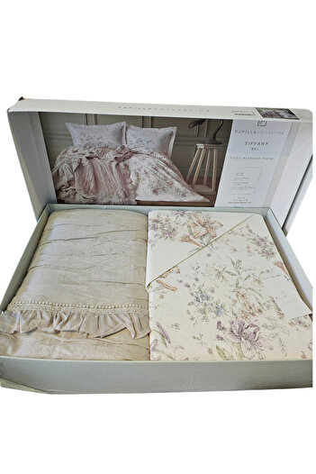 Pupilla Collection Tiffany 5-Piece Bedding Set with Bedspread Pique Beige