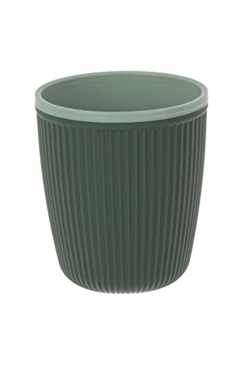 SHOPIENS Plastic Mint Green Striped Cup, 400 ml, Dishwasher & Microwave Safe