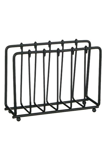 SHOPIENS Metal Napkin Holder, Vertical Lines, Iron, Black, 13x4.5x10 cm