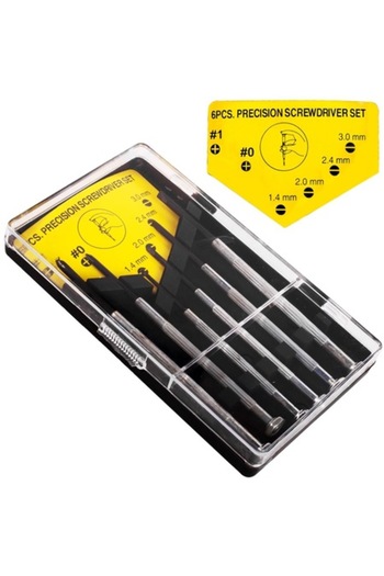 SHOPIENS Precision Screwdriver Set 6 Pieces, Black Handle, Plastic Carrying Case