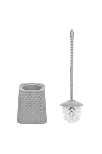 ANTBRO WC Brush gray with non-slip handle and diamond-shaped pattern, 40cm