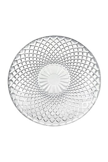 SHOPIENS Dessert Plate, Diamond Pattern, Transparent Glass, 15 cm Diameter