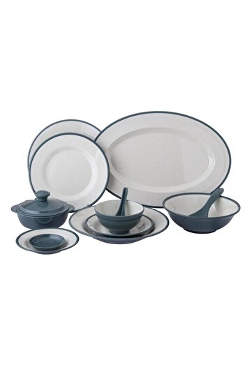 ORIAN 57-piece gray melamine dinner set for 6 people