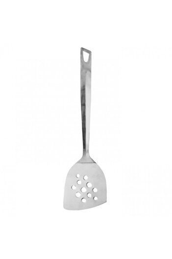 FACKELMANN 40641 Slotted Turning Spatula, 33 cm, Hanging Hook, Stainless Steel, Silver