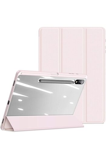Dux Ducis Samsung Galaxy Tab S9 Ultra/S8 Ultra, Protective Tri-fold Cover With Clear BacK Case (PINK)