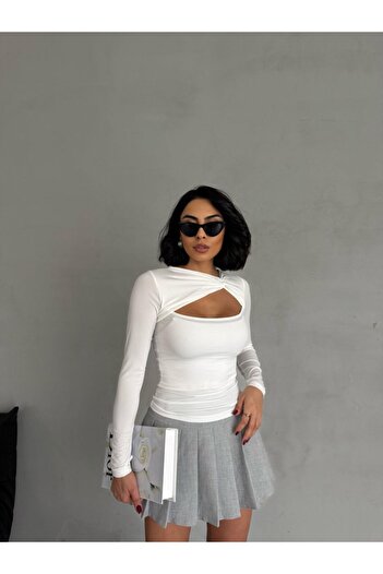 Lila Moda Women's Long Sleeve Finger-Through Cross Neck Stylish Body Blouse