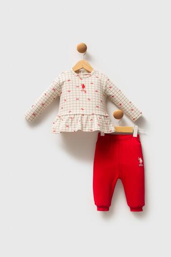 U.S. Polo Assn. Baby Girl Top and Bottom Set, 100% Cotton