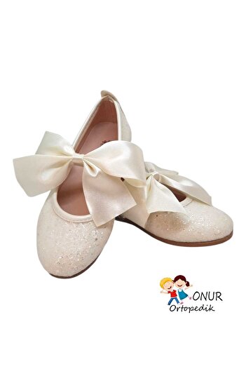 Onur Ortopedik Stylish Orthopedic Ballerinas for Girls (Silver--Black)