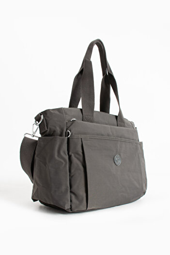 Sanmorris Women's Large Size 5-Compartment Waterproof Satin Fabric Gray Color Crossbody and Shoulder Strap Bag
