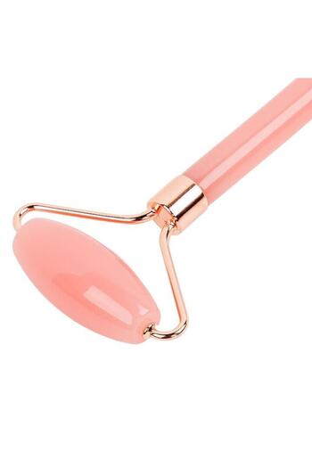 SHOPIENS Dual Facial Massage Roller with Pink Mineral Stone 14.5cm Anti-Aging