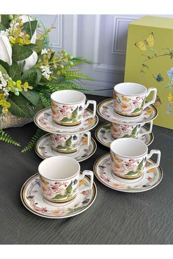 ROSSEV Turkish Coffee Cup Muse Garden 6 Person Set 12 Pieces