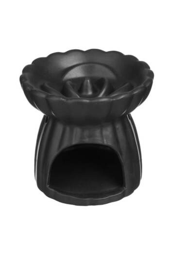 SHOPIENS Black Ceramic Flower Holder for Scented Oil Ø11x11cm Aromatherapy
