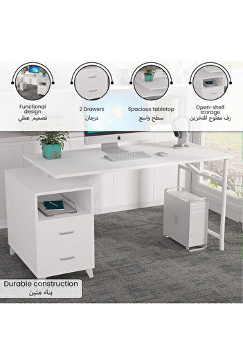micasa Soho Stylish Computer Desk with Storage Cabinet Drawers