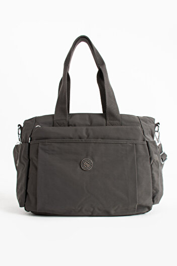 Sanmorris Women's Large Size 5-Compartment Waterproof Satin Fabric Gray Color Crossbody and Shoulder Strap Bag