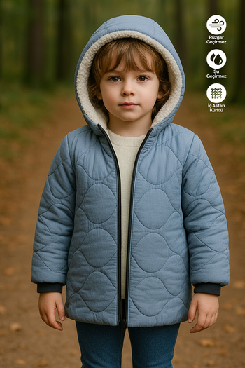 Merdia Boy's Waterproof and Windproof Fur Lined Hooded Coat with Onion Pattern