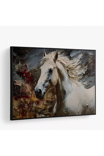 Generic Fossel Framed Abstract Horse Picture with High Gloss ABS Surface - 60 x 90 x 3 cm