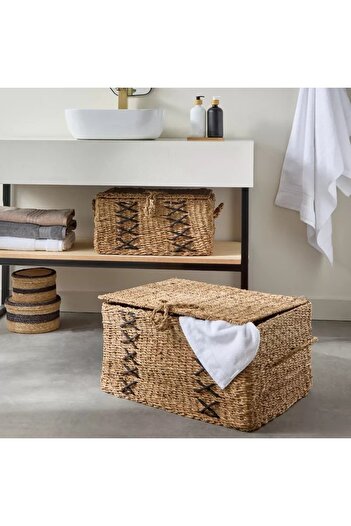 Generic Naturaloom Stitch Rectangular Box with Iron Frame Inside - 60x45x32 cm