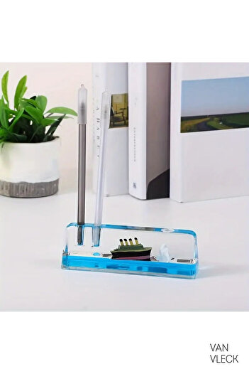 VAN VLECK Unsinkable Ship Figurine with Pen Holder – Gift Decorative Titanic Organizer for Desk, Pen Holder & Figurine