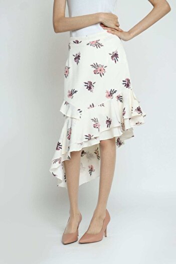 Kitschen Floral Midi Skirt with Long Back
