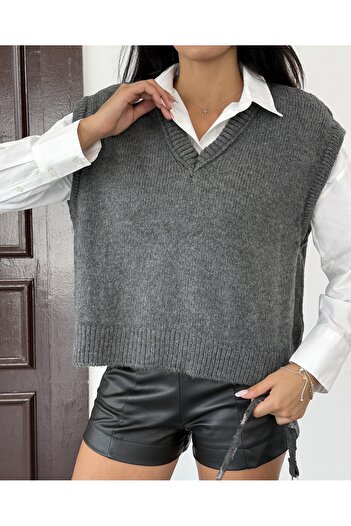 NOA LİNE Oversize V-Neck Knit Sweater