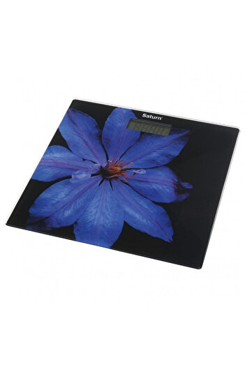 Saturn ST-PS0287 Scale, 150 kg, LCD, Kg/Lb, Battery&overload indicator, Tempered glass, Black/purple