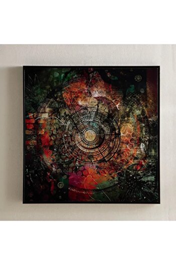 Generic Fossel Mandala Framed Canvas Painting with High Gloss ABS Surface - 60x60x3 cm