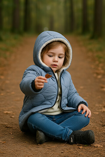 Merdia Girl's Waterproof and Windproof Fur-Lined Hooded Coat with Onion Pattern