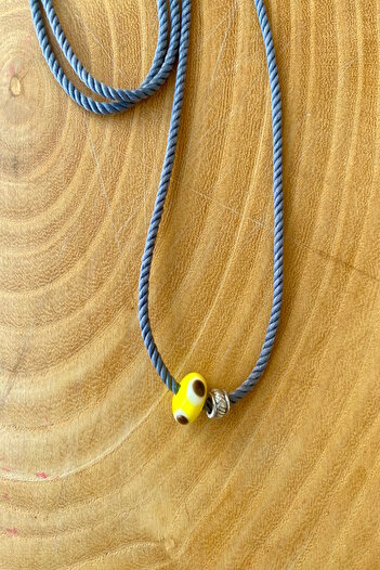Shepidi Yellow Glass Beads,Gray Auger Rope Necklace