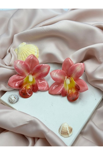 Unzilee Pink Orchid Brand Model Design Earrings