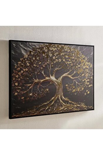 Generic Framed Abstract Photo of a Petrified Tree with Roots with Metallic Paper - 60x90x3 cm